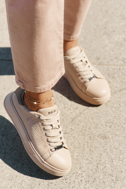 Sneakers Stilvollllschuhe Feminin aus Öko-Leder Big Star RR274259 Beige Sneakers Stilvollllschuhe Feminin aus Öko-Leder Big Star RR274259 Beige