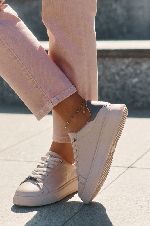 Sneakers Stilvollllschuhe Feminin aus Öko-Leder Big Star RR274259 Beige Sneakers Stilvollllschuhe Feminin aus Öko-Leder Big Star RR274259 Beige