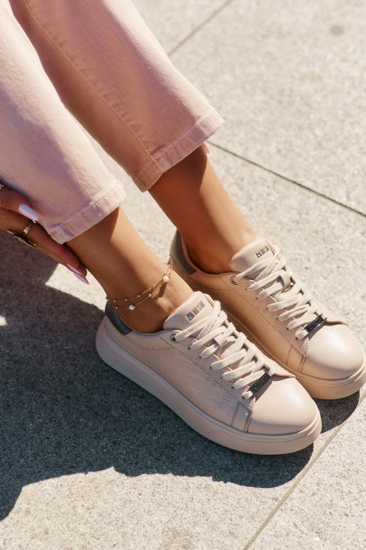 Sneakers Stilvollllschuhe Feminin aus Öko-Leder Big Star RR274259 Beige Sneakers Stilvollllschuhe Feminin aus Öko-Leder Big Star RR274259 Beige