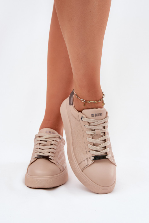 Chaussures modèle baskets Féminin en cuir écologique Big Star RR274259 beige