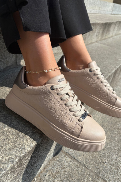 Sneakers Stilvollllschuhe Feminin aus Öko-Leder Big Star RR274259 Beige Sneakers Stilvollllschuhe Feminin aus Öko-Leder Big Star RR274259 Beige