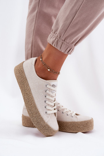 Chaussures de loisirs avec une plateforme Avec tresse Lee Cooper LCDANS-25-02-3284 couleur ivoire 2