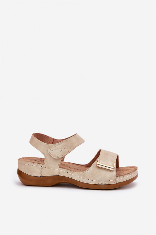 Bequeme Damensandalen Auf einem Keil Beige Sadevale