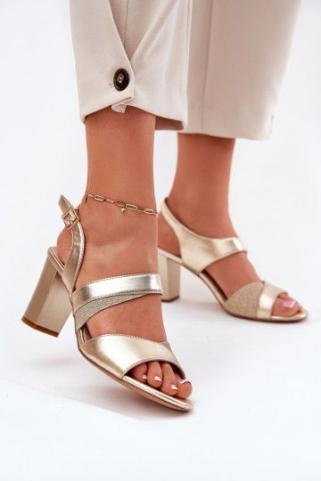 Damen-Sandalen mit hohen Absätzen Sergio Leone SK866 goldene Farbe 2