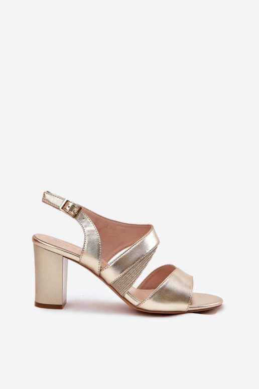 Damen-Sandalen mit hohen Absätzen Sergio Leone SK866 goldene Farbe