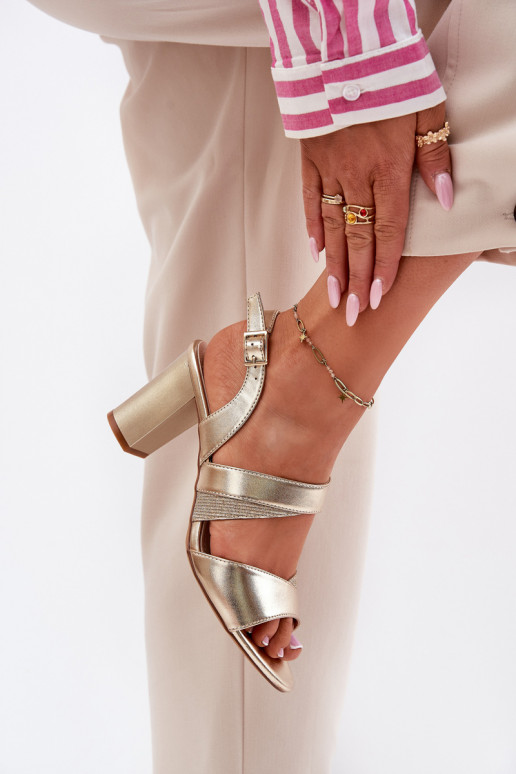 Damen-Sandalen mit hohen Absätzen Sergio Leone SK866 goldene Farbe