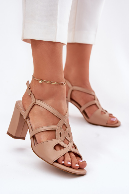 Feminin Sandalen mit hohen Absätzen Aufzeichnen Sergio Leone SK884 Beige