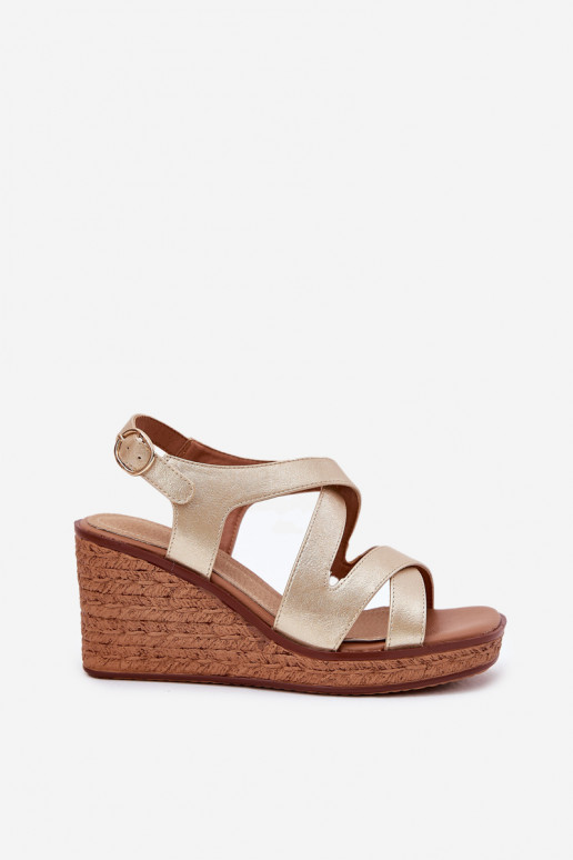 Damensandalen Auf einem Keil Sergio Leone SK223 goldene Farbe