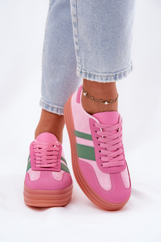 Laag Sneakers model schoenen met platform roze Ovivene Laag Sneakers model schoenen met platform roze Ovivene