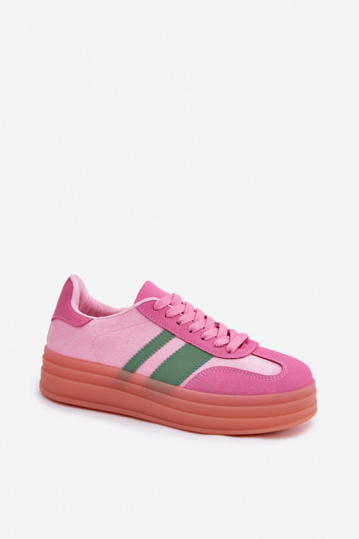 Laag Sneakers model schoenen met platform roze Ovivene Laag Sneakers model schoenen met platform roze Ovivene