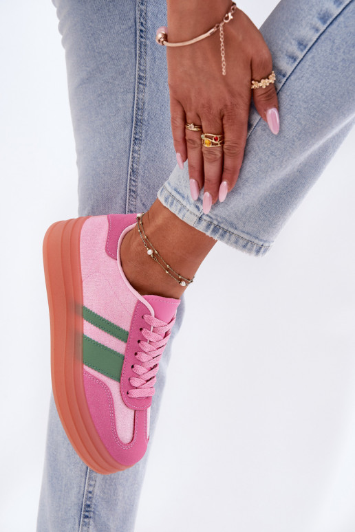 Laag Sneakers model schoenen met platform roze Ovivene Laag Sneakers model schoenen met platform roze Ovivene