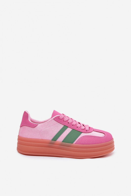 Laag Sneakers model schoenen met platform roze Ovivene Laag Sneakers model schoenen met platform roze Ovivene