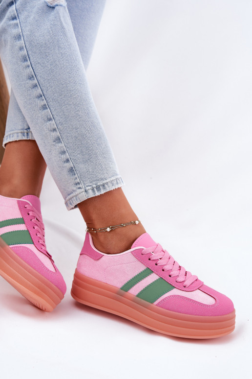 Faible Chaussures modèle baskets avec une plateforme couleur rose Ovivene Faible Chaussures modèle baskets avec une plateforme couleur rose Ovivene