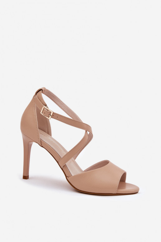 des sandales Z Przeplatającymi Się Paskami avec des talons fins Sergio Leone SK432 beige des sandales Z Przeplatającymi Się Paskami avec des talons fins Sergio Leone SK432 beige