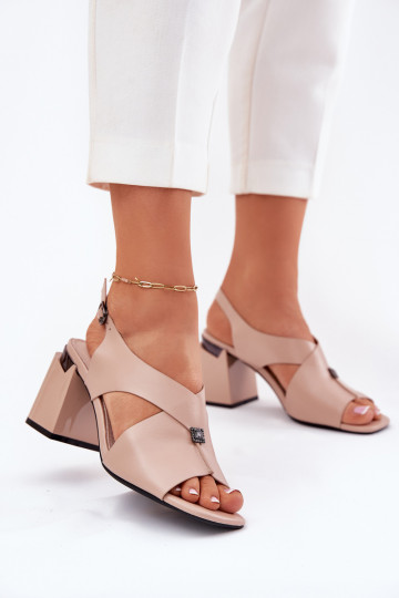 Elegante dames hoge hak sandaaltjes, Vinceza 62238, zandkleur