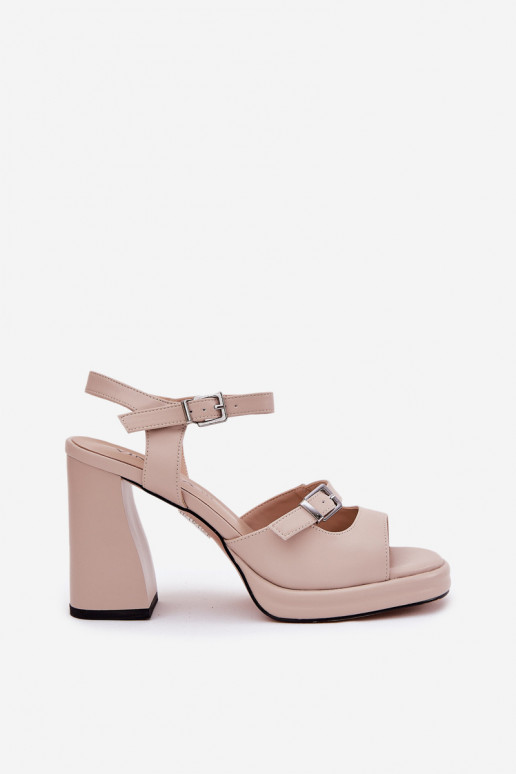 Haut Damen-Sandalen mit hohen Absätzen Vinceza 77110 Beige