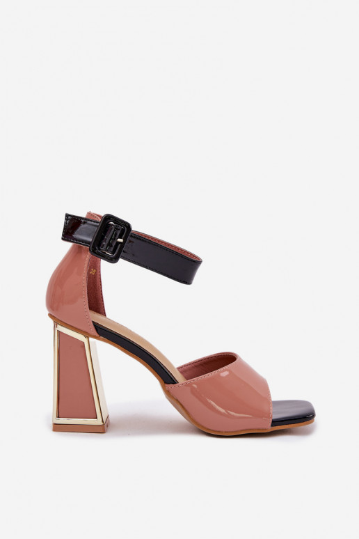 Gelakte sandalen voor dames met hakken Vinceza 20266 roze Gelakte sandalen voor dames met hakken Vinceza 20266 roze