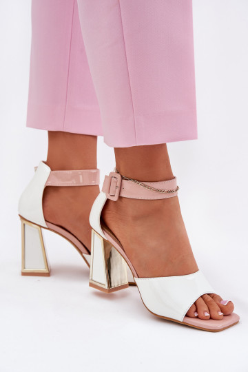 Sandales vernies pour femmes avec talons, Vinceza 20266, couleur blanche