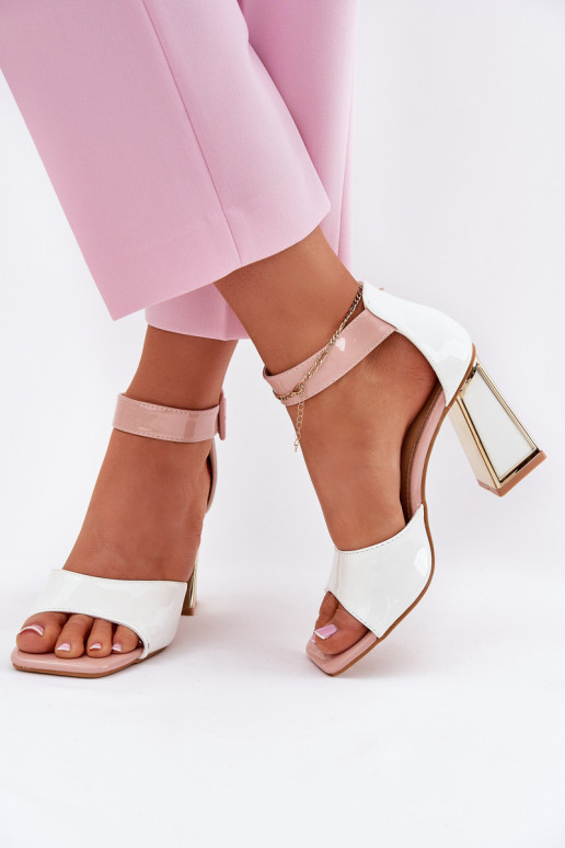 Gelakte sandalen voor dames met hakken Vinceza 20266 Initte kleur