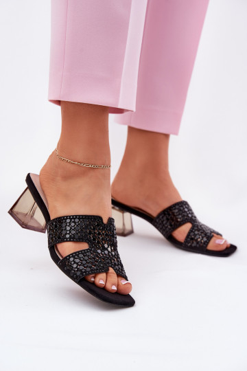 Dames slippers met hakjes, Vinceza 62230, zwarte kleur 2