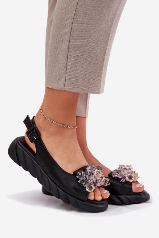 Damensandalen Feminin mit leuchtenden Augen Artiker 54C1628 schZuarze Farbe