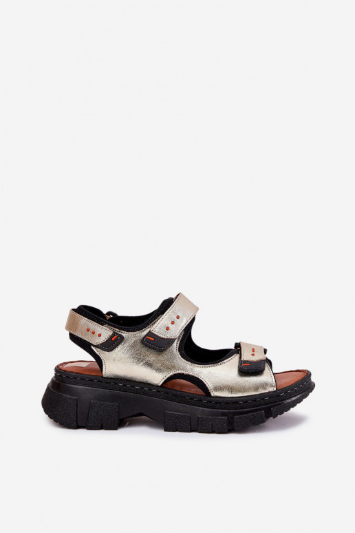 Damensandalen Feminin Z mit Klebeverschlussami Artiker 56C0469 goldene Farbe