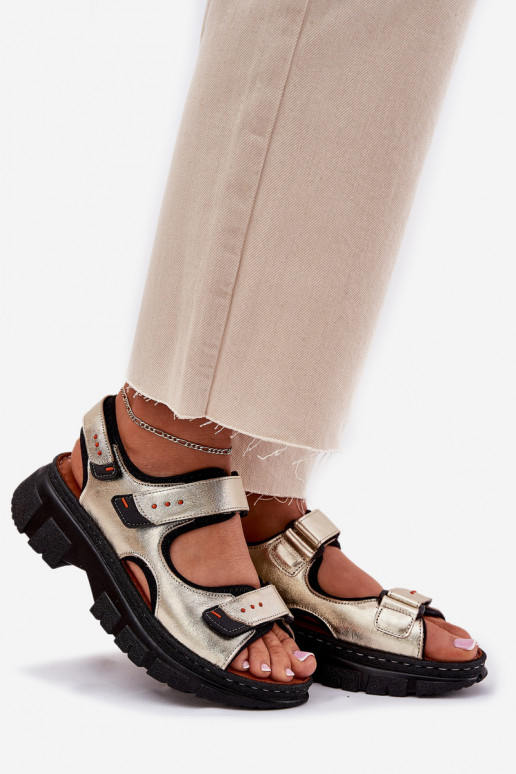 Sandales pour femmes Féminin Z avec fermoir adhésifami Artiker 56C0469 couleur dorée