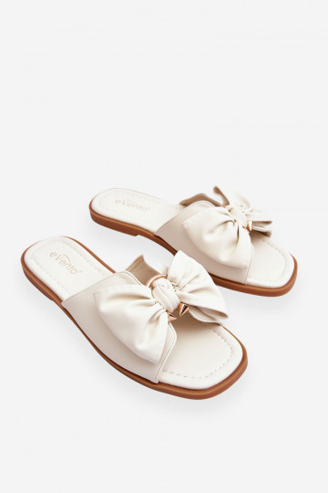 Féminin Pantoufles en cuir avec des rubans couleur blanche Becky