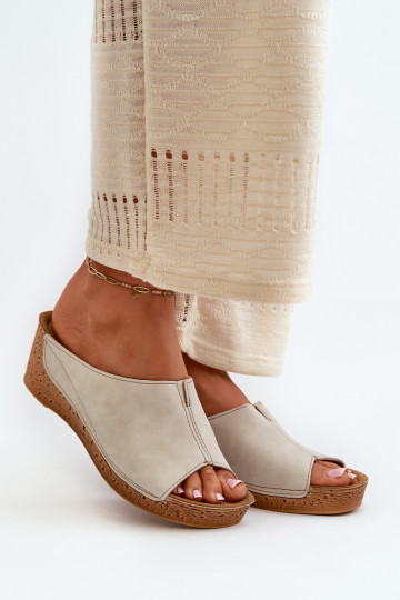 Bequeme Damenhausschuhe Auf einem Keil Inblu NG000002 Beige 2