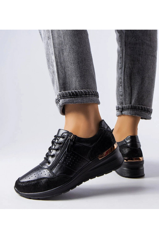 Bottines en cuir ajourées noires, «...