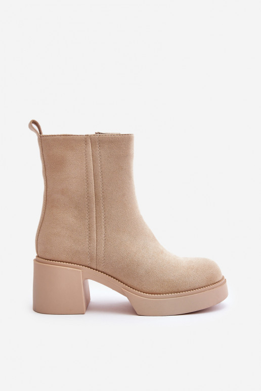Damen-Warmstiefel in Sandfarbe mit...