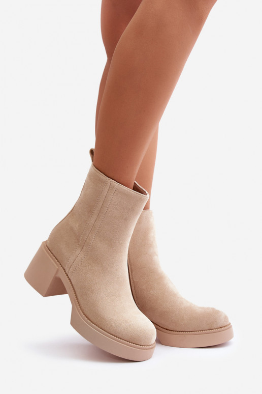 Damen-Warmstiefel in Sandfarbe mit...