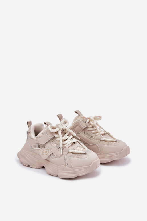 Sneakers Stilvollllschuhe Kindisch mit einer Plattform Beige Hanomess
