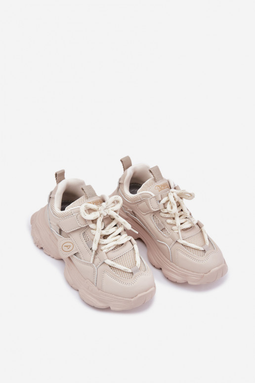 Chaussures modèle baskets Puéril avec une plateforme beige Hanomess