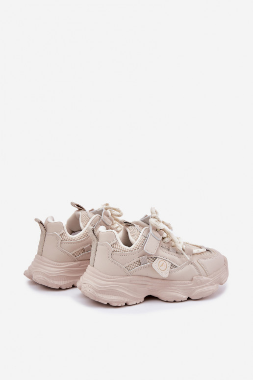Sneakers Stilvollllschuhe Kindisch mit einer Plattform Beige Hanomess