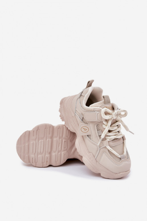 Sneakers Stilvollllschuhe Kindisch mit einer Plattform Beige Hanomess