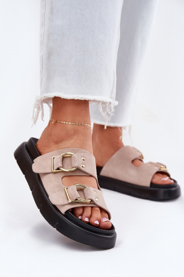 Chaussons femme en daim Avec des décorationsi avec bouclesmi Big Star RR274659 Nuance rose clair