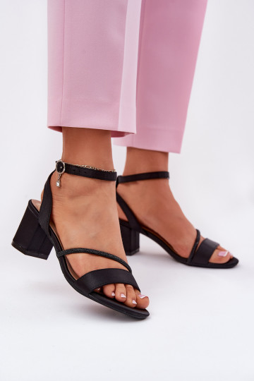 Damen-Sandalen mit hohen Absätzen mit blitzenden Augen Vinceza 20268 schZuarze Farbe 2