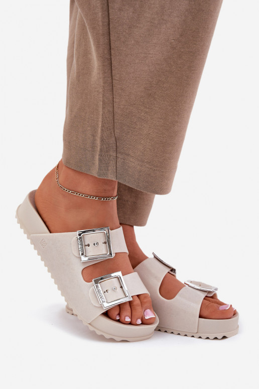 Parfumé Pantoufles pour femmes avec boucles Et des paillettes ZAXY RR285056 beige