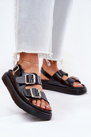 Leer Gelakte sandalen voor dames met gespen Big Star RR274662 zInart 2