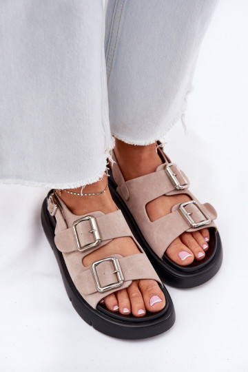 Sandales femme en daim avec boucles Big Star RR274663 Nuance rose clair