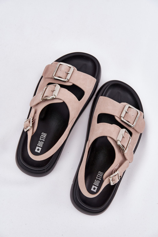 INildledersandalen für Damen mit Schnallen Big Star RR274663 Hellrosa Farbton