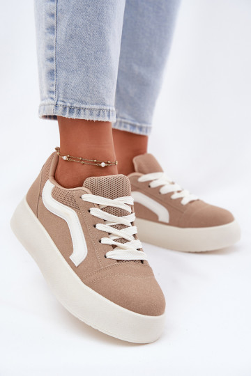 Sneakers model schoenen Dames met platform kaki kleuren Tellnira