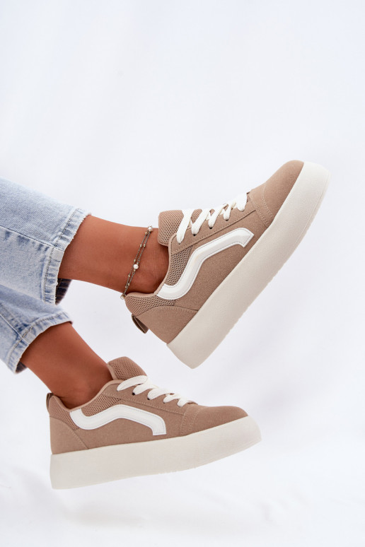 Sneakers model schoenen Dames met platform kaki kleuren Tellnira
