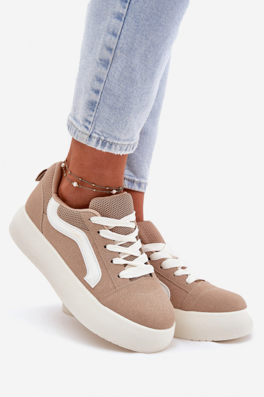 Chaussures modèle baskets Féminin avec une plateforme couleur kaki Tellnira
