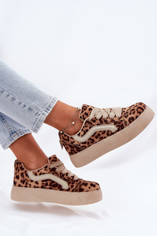 Sneakers Stilvollllschuhe Feminin mit einer Plattform mit Leopardenfellmuster Tellnira Sneakers Stilvollllschuhe Feminin mit einer Plattform mit Leopardenfellmuster Tellnira