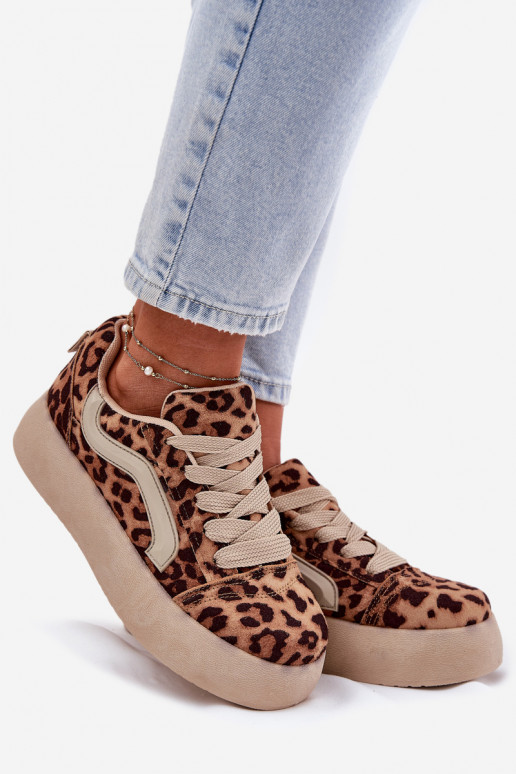 Sneakers Stilvollllschuhe Feminin mit einer Plattform mit Leopardenfellmuster Tellnira Sneakers Stilvollllschuhe Feminin mit einer Plattform mit Leopardenfellmuster Tellnira