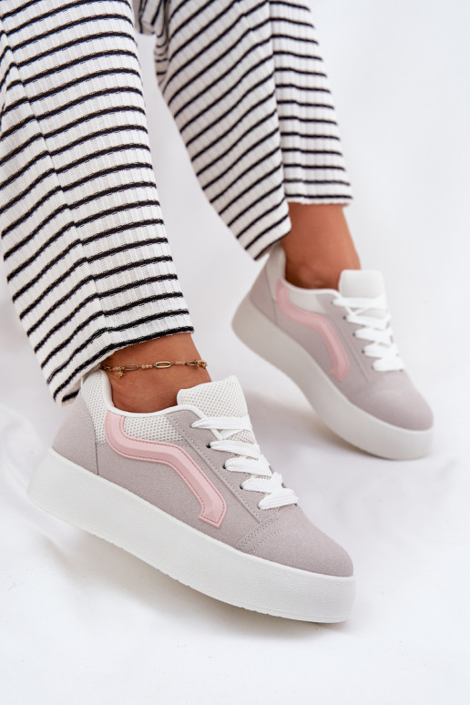 Sneakers Stilvollllschuhe Feminin mit einer Plattform graue Farbe Tellnira