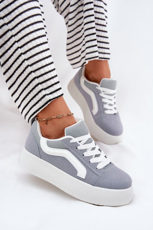 Sneakers Stilvollllschuhe Feminin mit einer Plattform blaue Farbe Tellnira