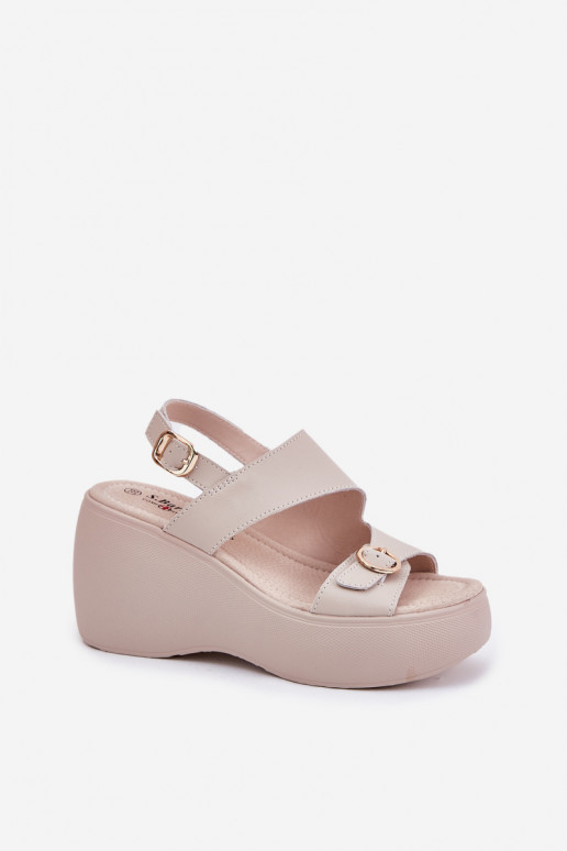 Damensandalen Feminin Auf einem Keil und Plattform S.Barski LR51-540 Beige